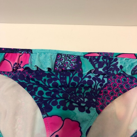 Roxy ruffle bikini bottom EUC sz 14 pink purple - Picture 6 of 11